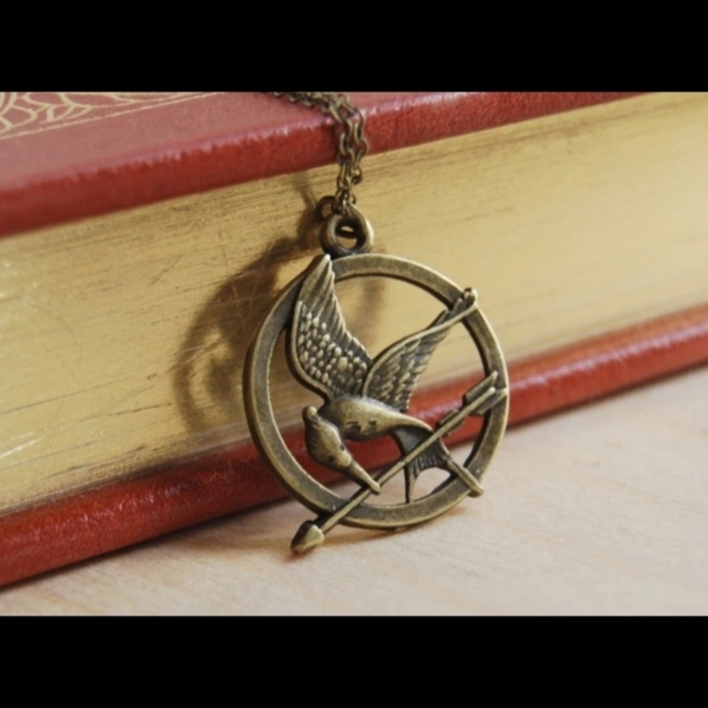 Antiqued Brass Hunger Games Mockingjay Pendant